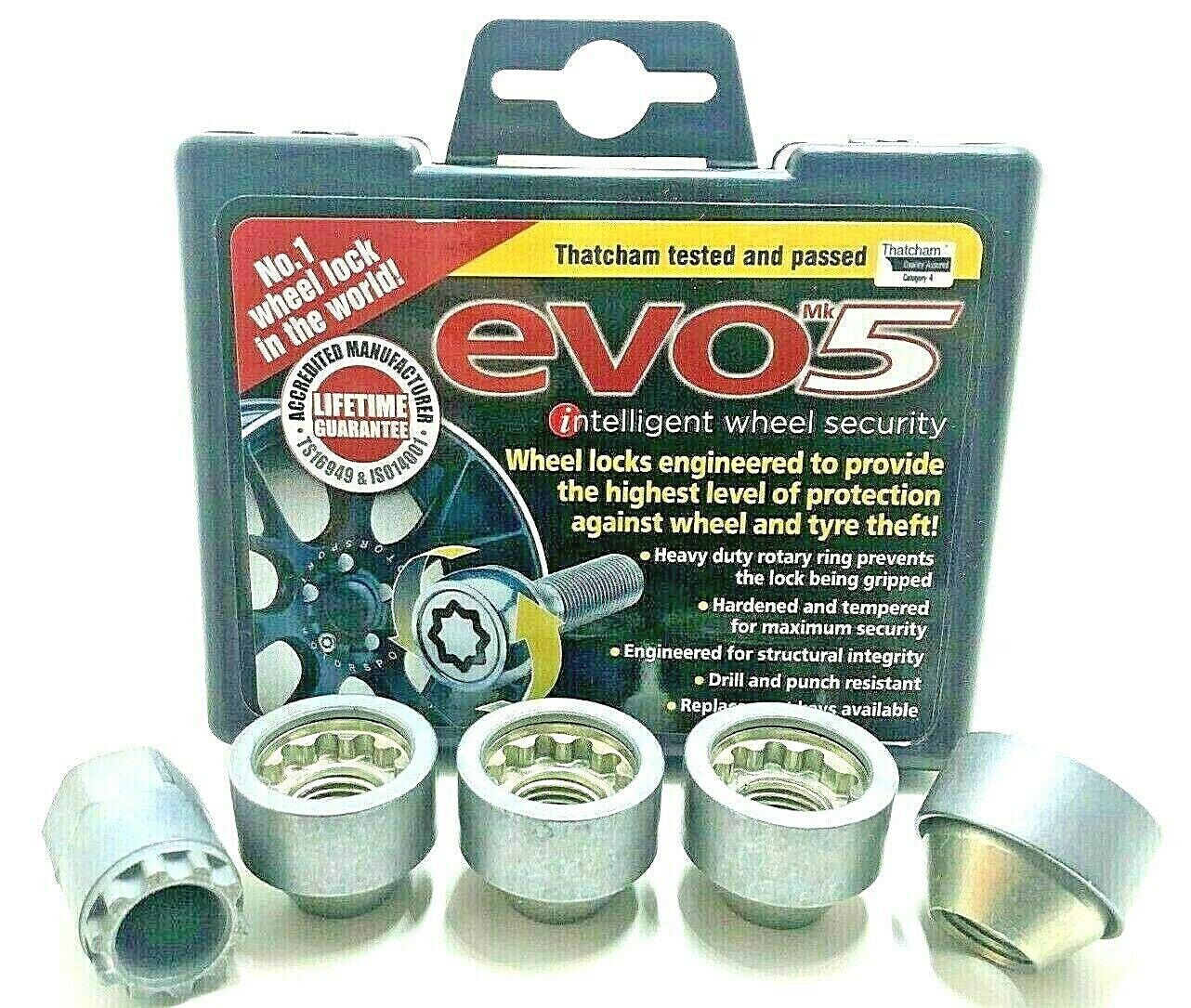 EVO5 Locking Wheel Nuts, M14x1.5, 60° Taper